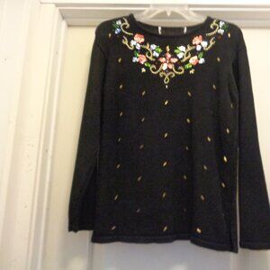 VINTAGE RETRO HOLIDAY GIRL Bling Beads & Beaded Sweater P S to M